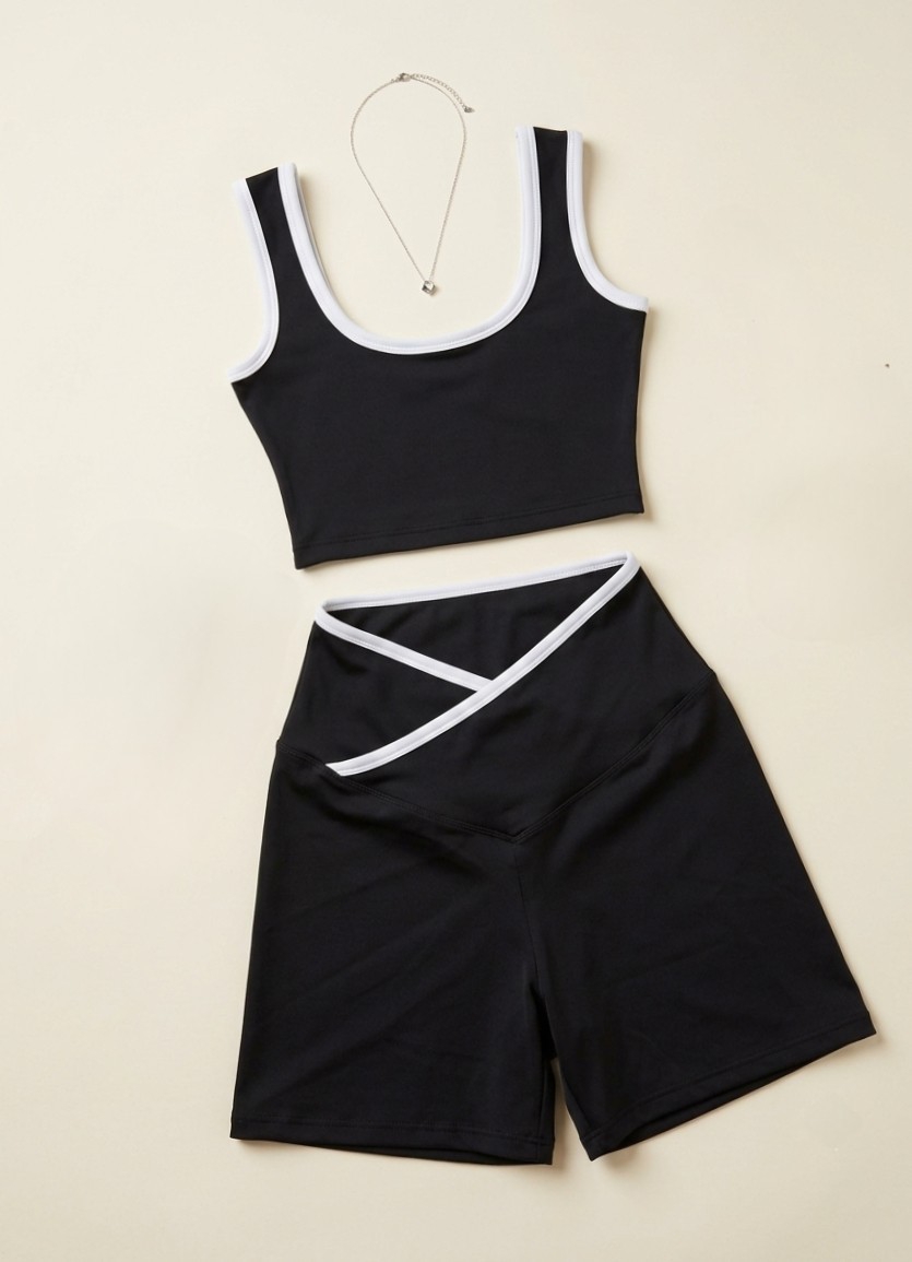 Conjunto Deportivo Dama Top + Short Cintura Cruzada - Imagen 2