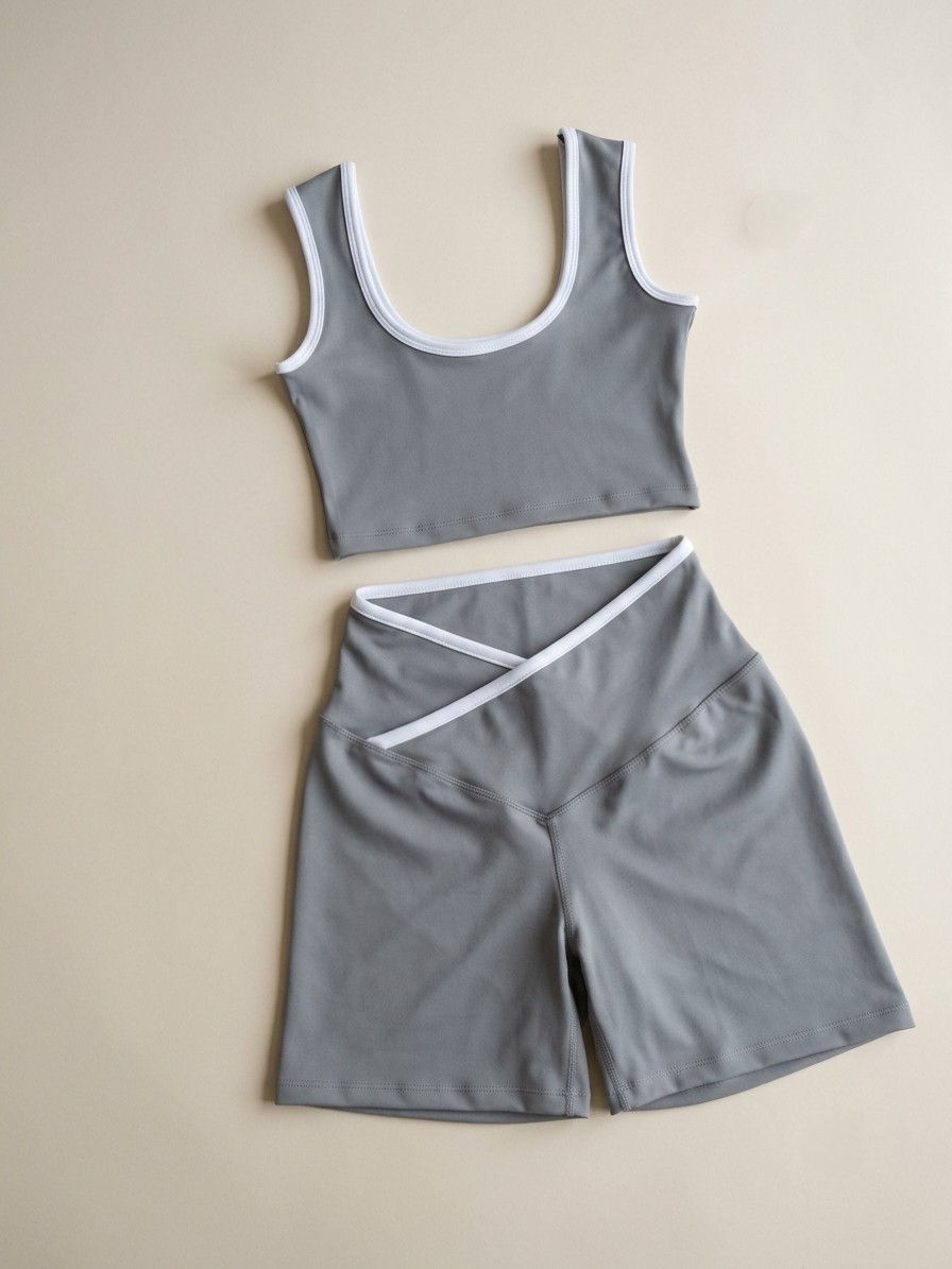 Conjunto Deportivo Dama Top + Short Cintura Cruzada - Imagen 3