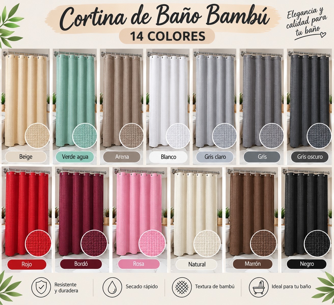 Cortina de Baño Bambu - Imagen 3