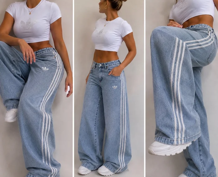 Baggy de Jean con Logo Bordado