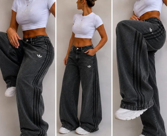 Baggy de Jean con Logo Bordado