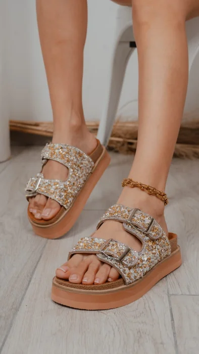 Sandalias con Plataforma y Brillo Becca Suela