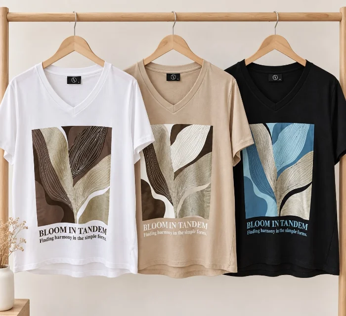 Remera Escote V Estampada