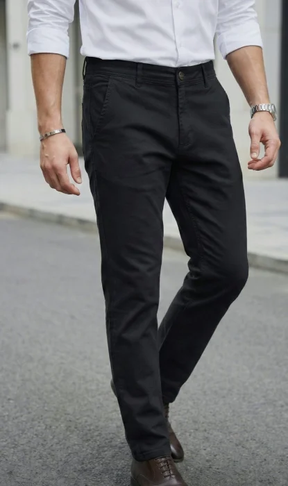 Pantalón Bolsillo Chino Recto Gabardina Elastizada