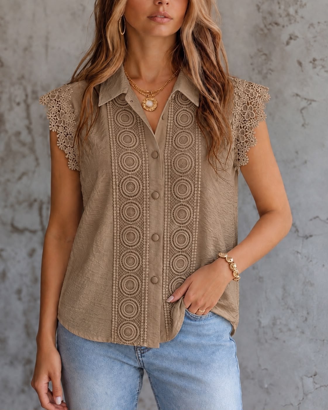 Musculosa con Puntilla Broderi y Bordado - Imagen 3