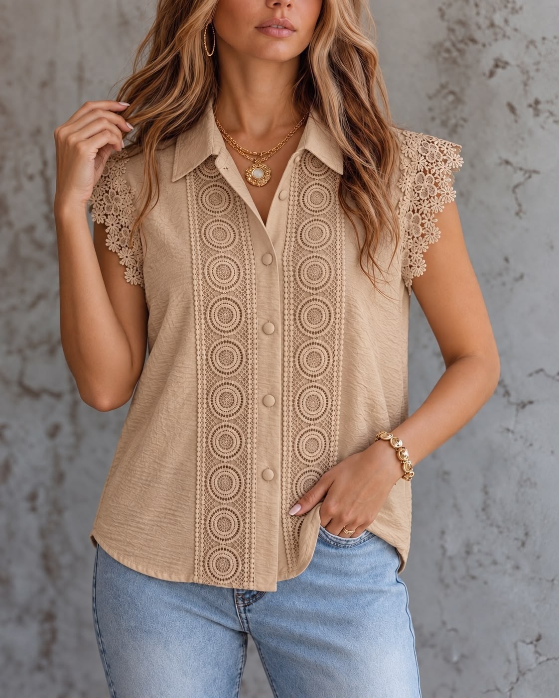 Musculosa con Puntilla Broderi y Bordado - Imagen 5