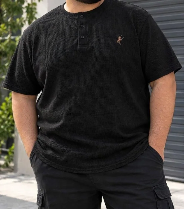 Remera de Wafle con Botones Hombre Talles Especiales
