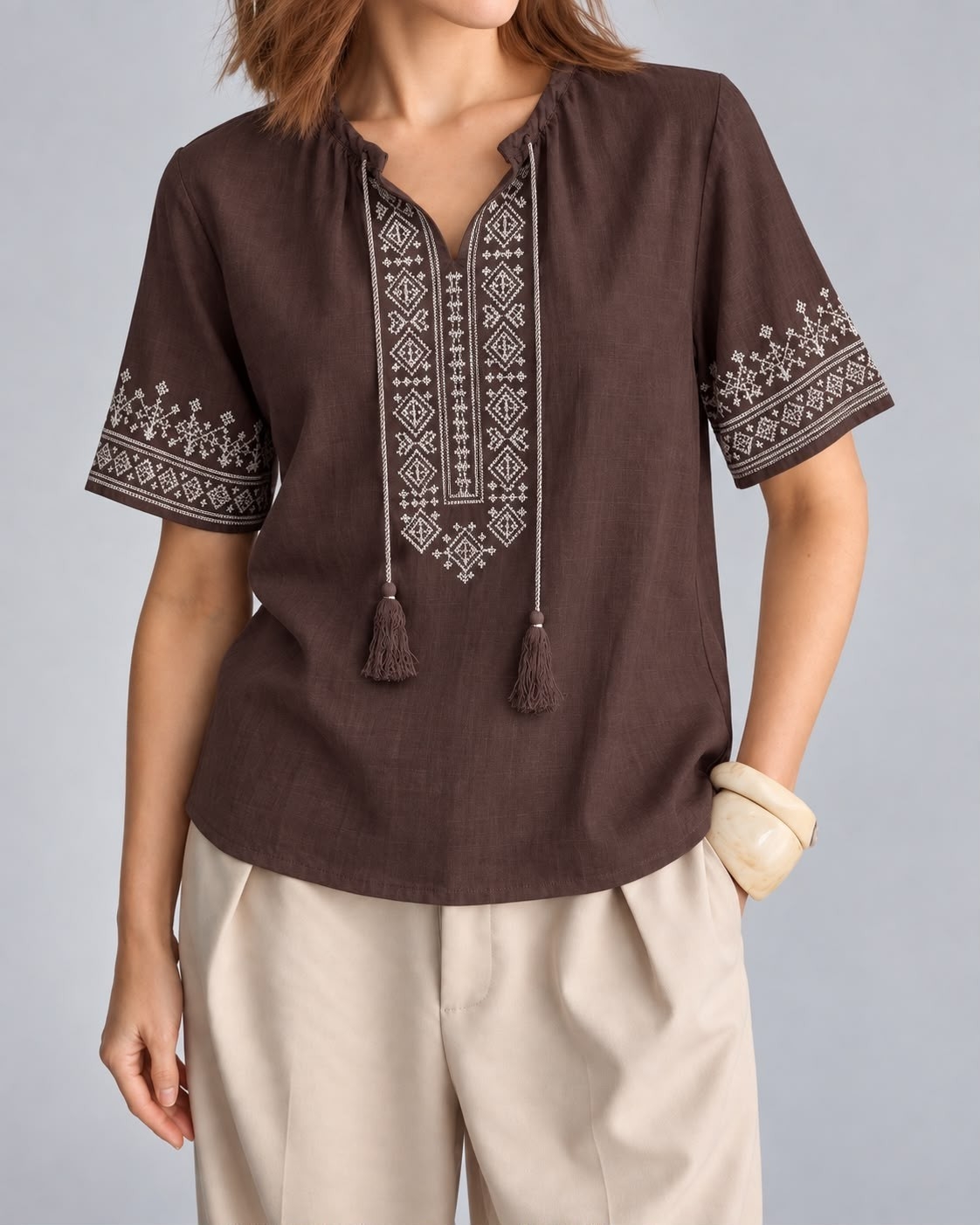 Blusa Bordado con Flecos - Imagen 5