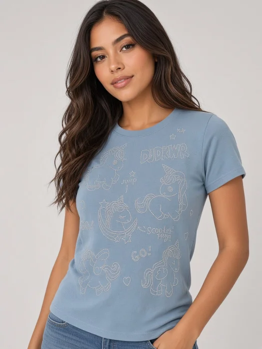 Remera con Brillo de Chicas Importado