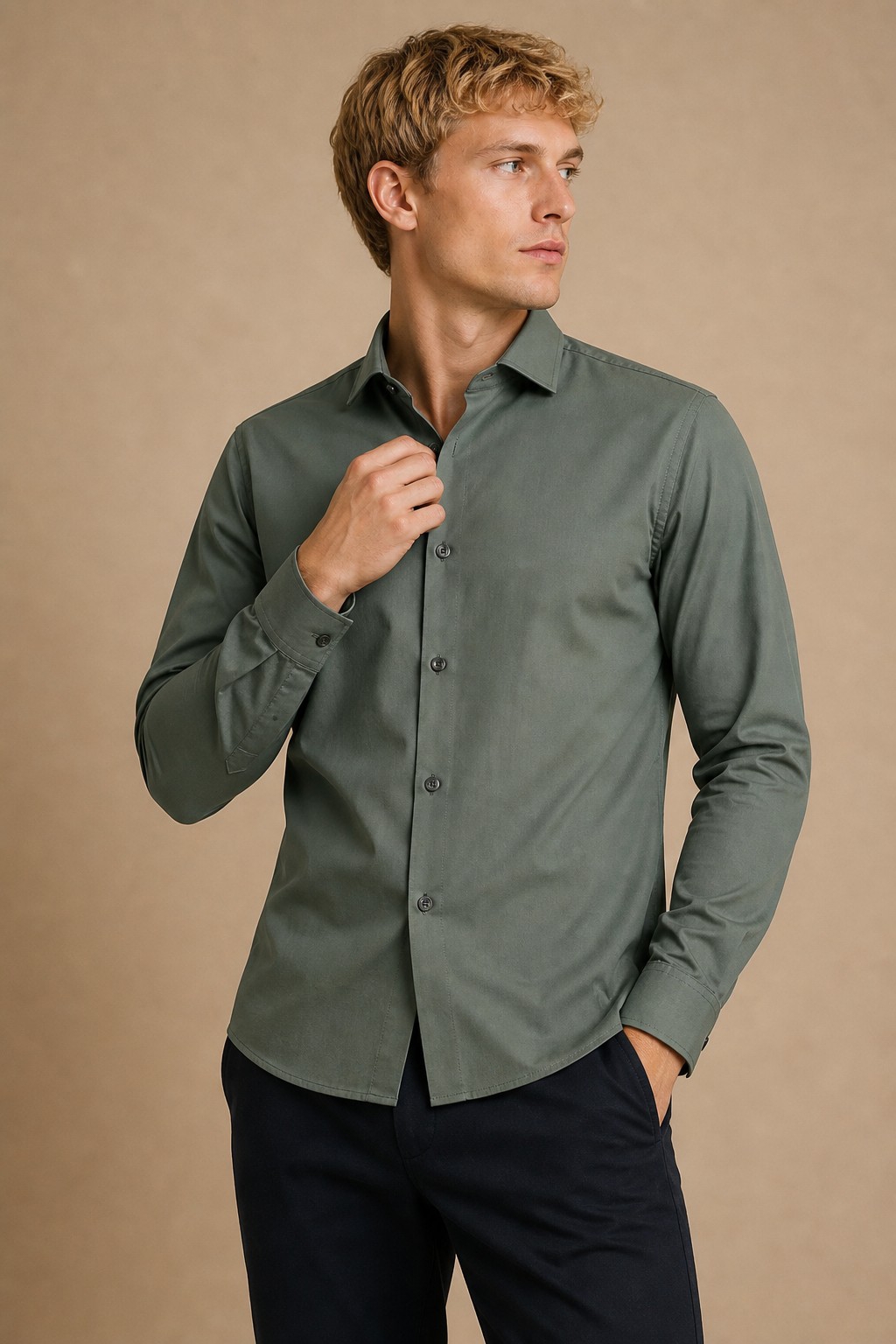 Camisa Juvenil Liso Rigido - Imagen 2