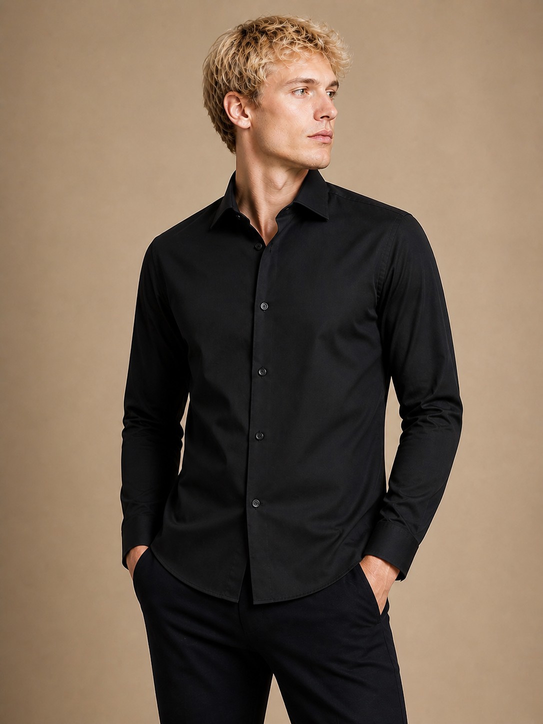 Camisa Juvenil Liso Rigido - Imagen 3