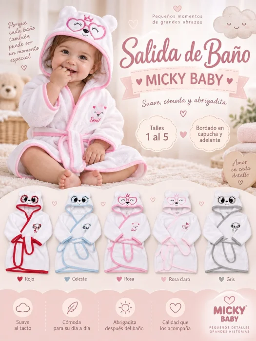 Salida de Baño Micky Baby   Doble Bordado