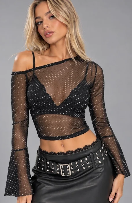 Top  Tull con Strass y Manga Oxford