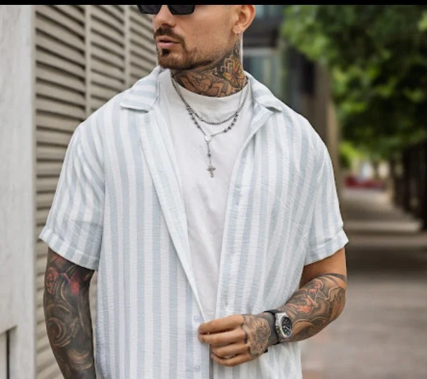 Camisa para Hombre Rayada de Lino