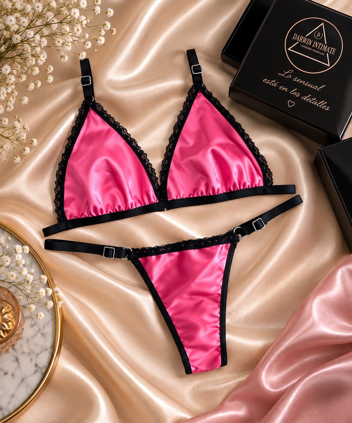 *(art:bra4) Conjunto Bralette Saten Darwin Intimate* - Imagen 3