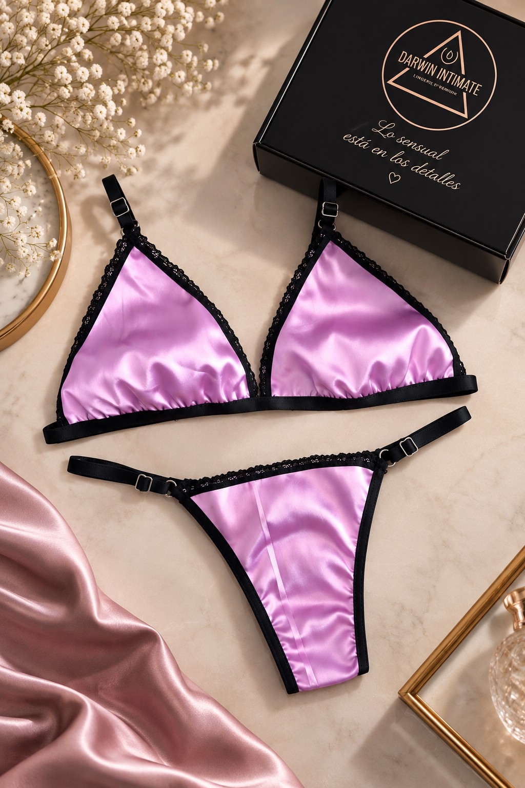 *(art:bra4) Conjunto Bralette Saten Darwin Intimate* - Imagen 6