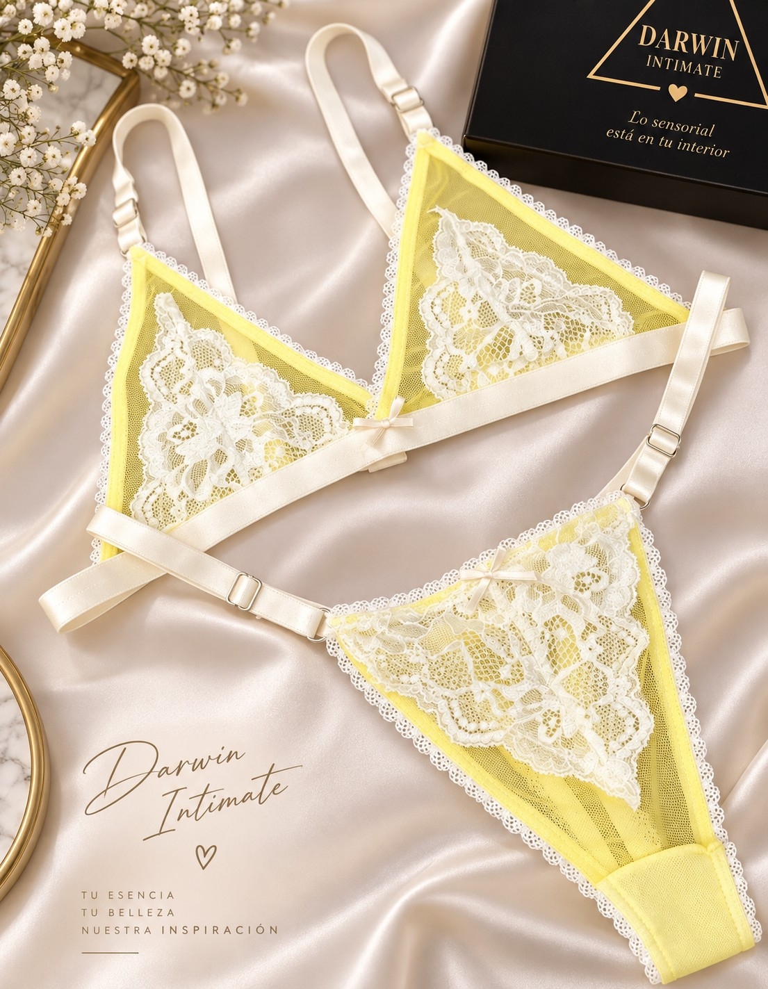 *(art:bra5) Conjunto Bralette Microtull Puntilla Darwin Intimate* - Imagen 2