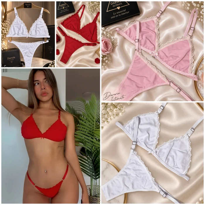 *(art:bra6) Conjunto Bralette Algodón C/puntilla Darwin Intimate*