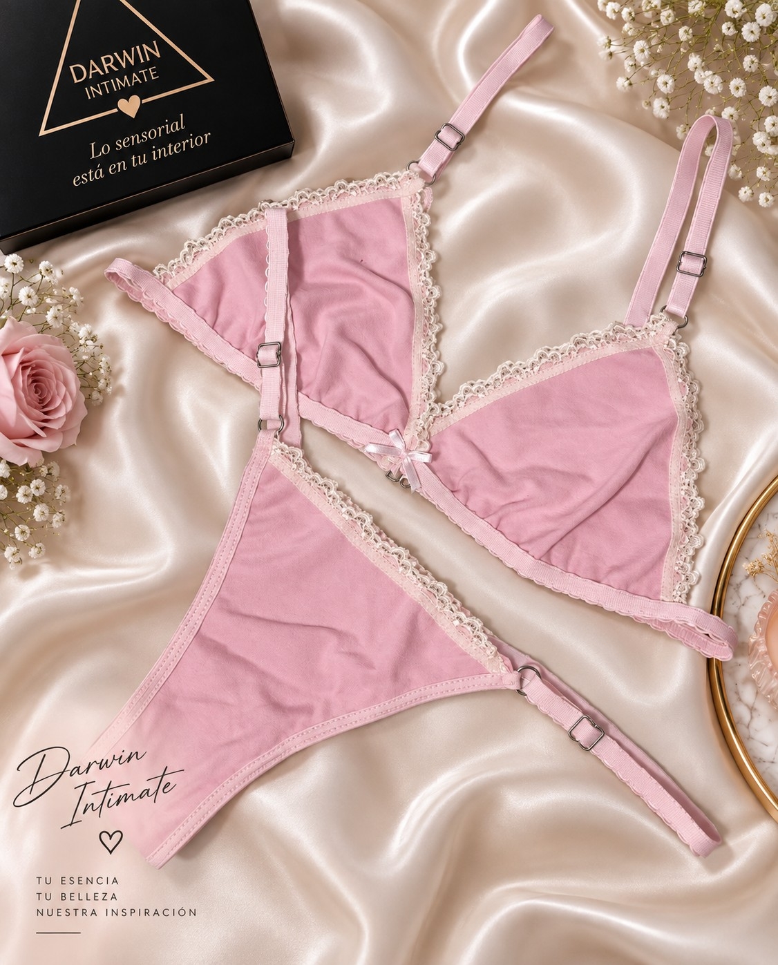 *(art:bra6) Conjunto Bralette Algodón C/puntilla Darwin Intimate* - Imagen 3