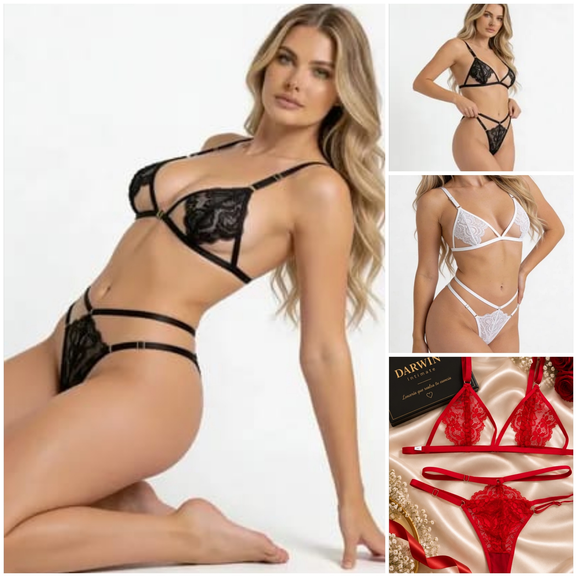 *(art:bra9) Conjunto Erótico Bralette Encaje/puntilla Darwin Intimate* - Imagen 1