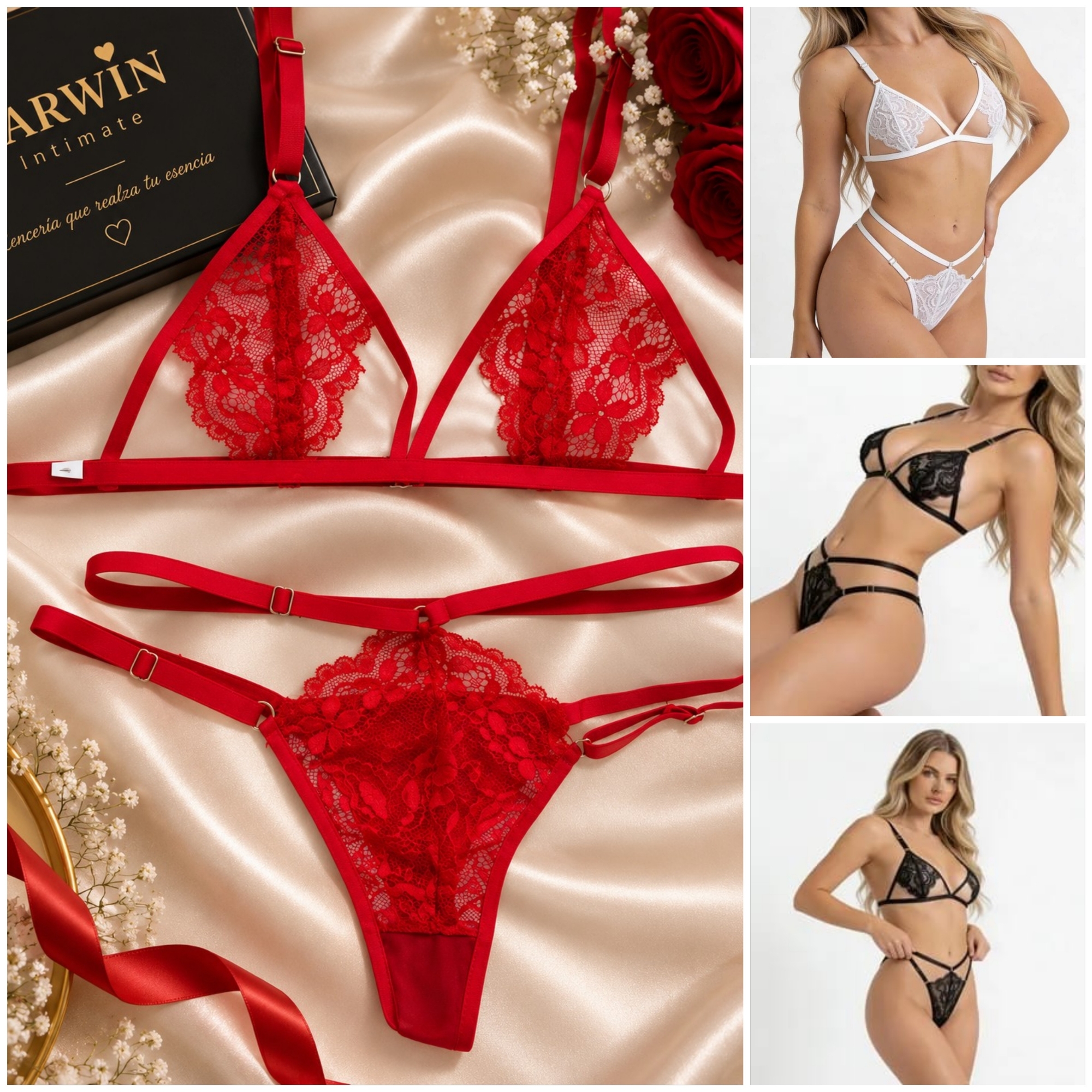 *(art:bra9) Conjunto Erótico Bralette Encaje/puntilla Darwin Intimate* - Imagen 8