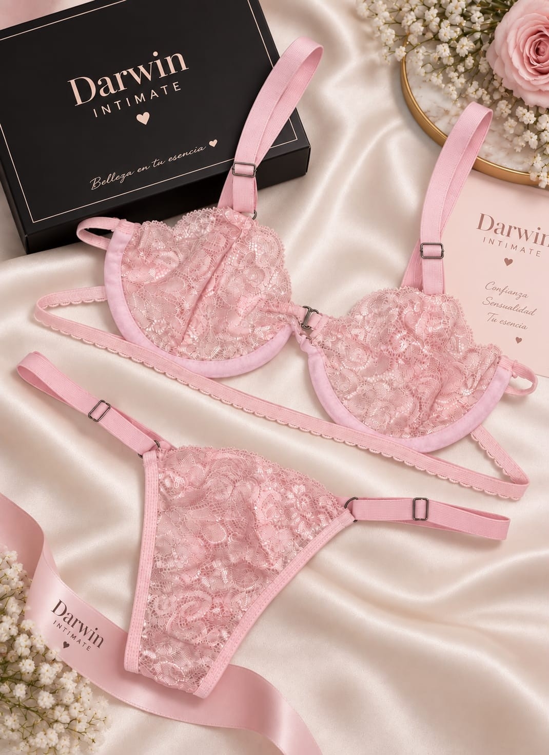 *(art:bra11) Conjunto Erotico Bralette Encaje C/aro Darwin Intimate* - Imagen 3