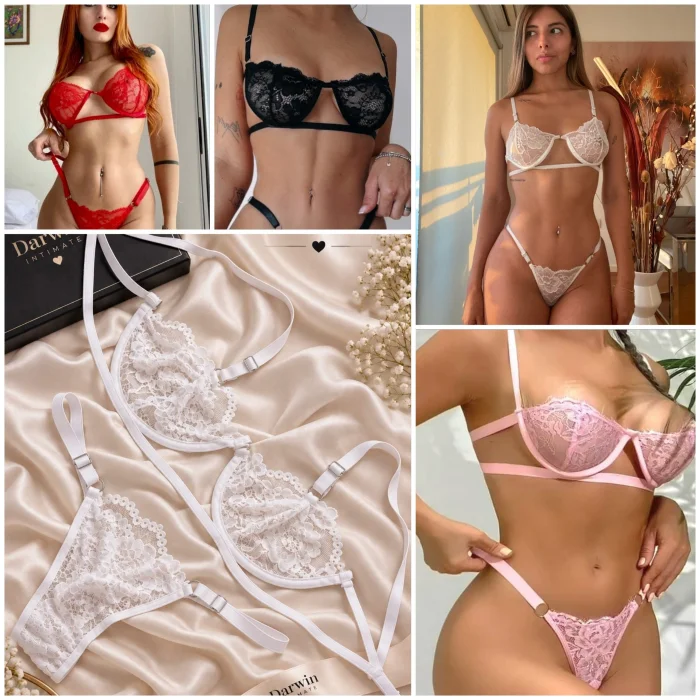 *(art:bra11) Conjunto Erotico Bralette Encaje C/aro Darwin Intimate*