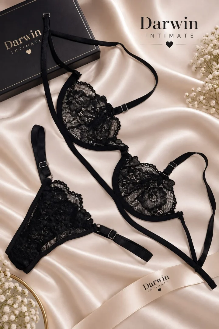 *(art:bra11) Conjunto Erotico Bralette Encaje C/aro Darwin Intimate* - Imagen 2