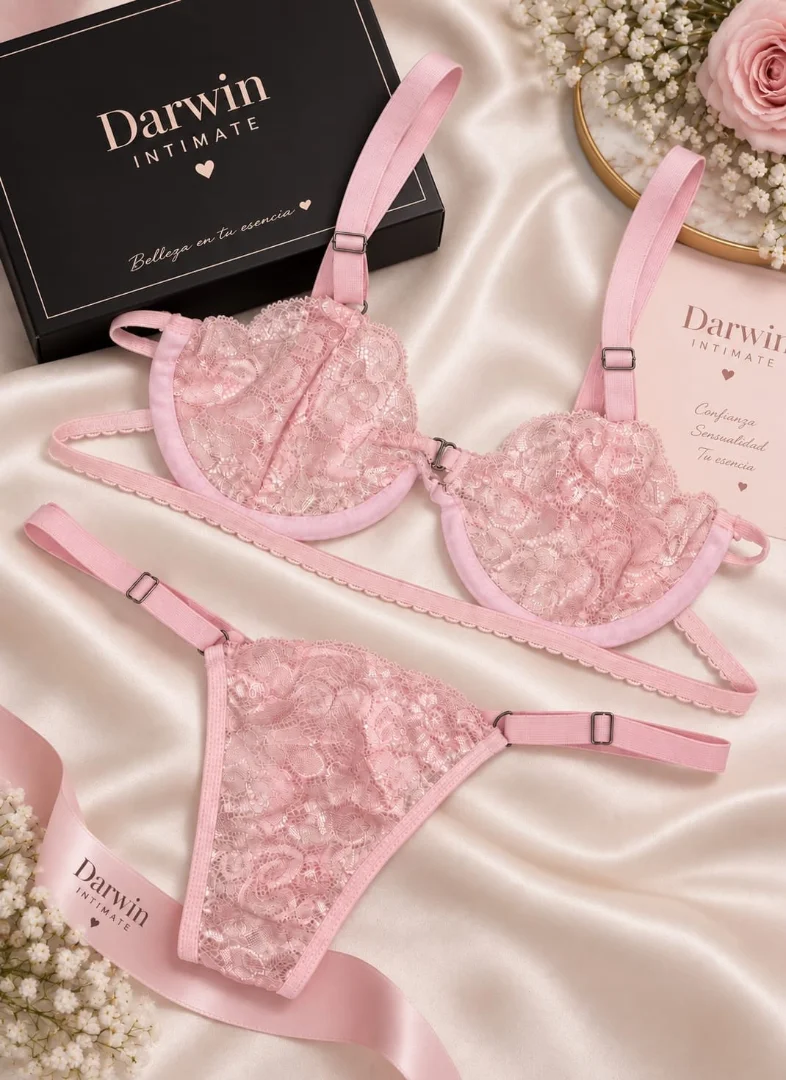 *(art:bra11) Conjunto Erotico Bralette Encaje C/aro Darwin Intimate* - Imagen 3