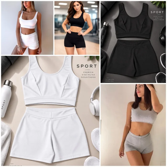 (art:dep4) Conjunto Top C/short ,deportivo Algodón Darwin Intimate