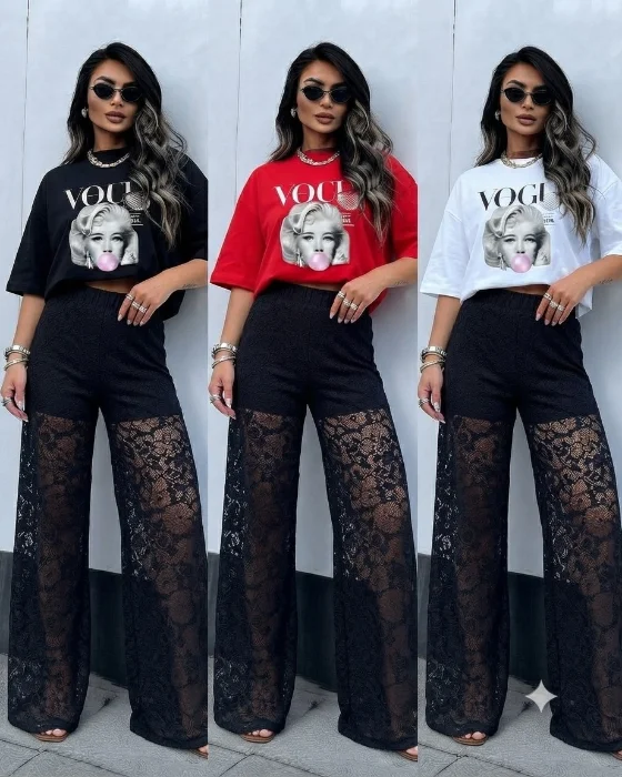 Conjuntos Remeron Vogue mas Palazo de Encaje