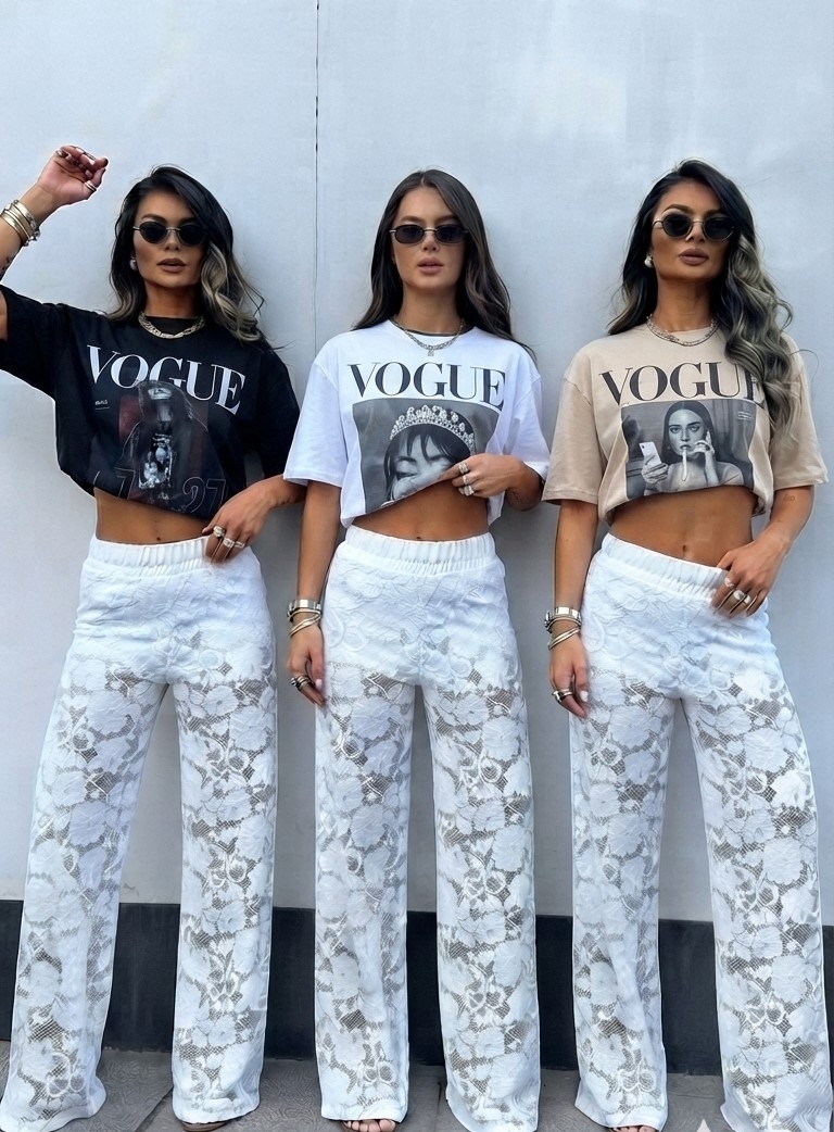 Conjuntos Remeron Vogue mas Palazo de Encaje - Imagen 3