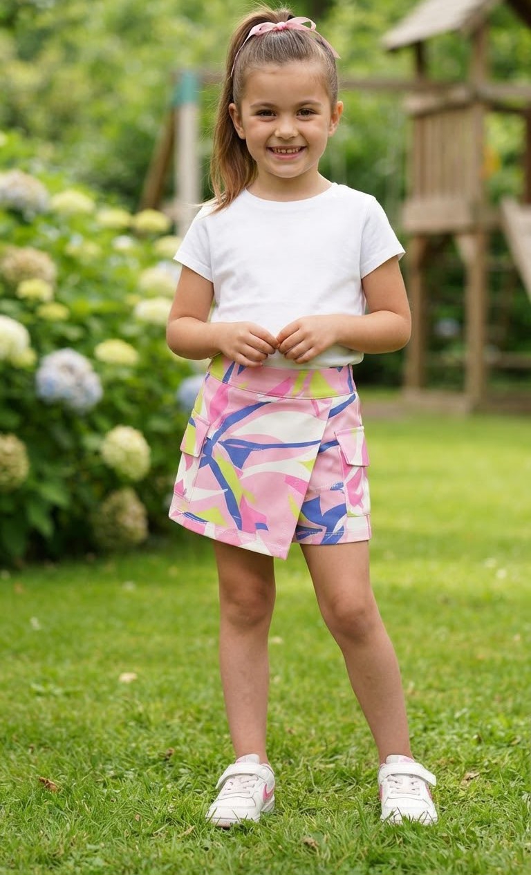 Shorts Pollera Bengalina Estampada - Imagen 3