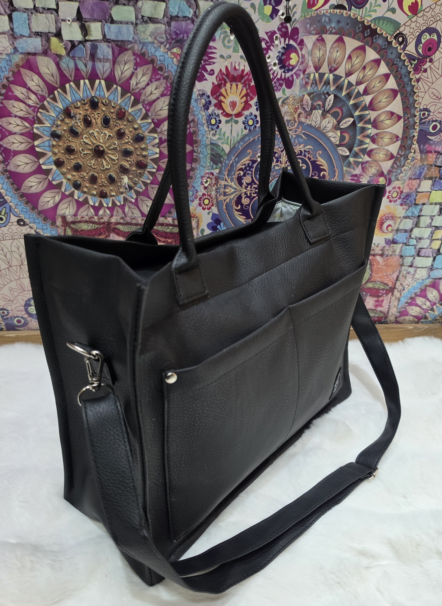 Cartera Morral Universitariade Cuero Ecológico con Tira Larga Desmontable - Imagen 2