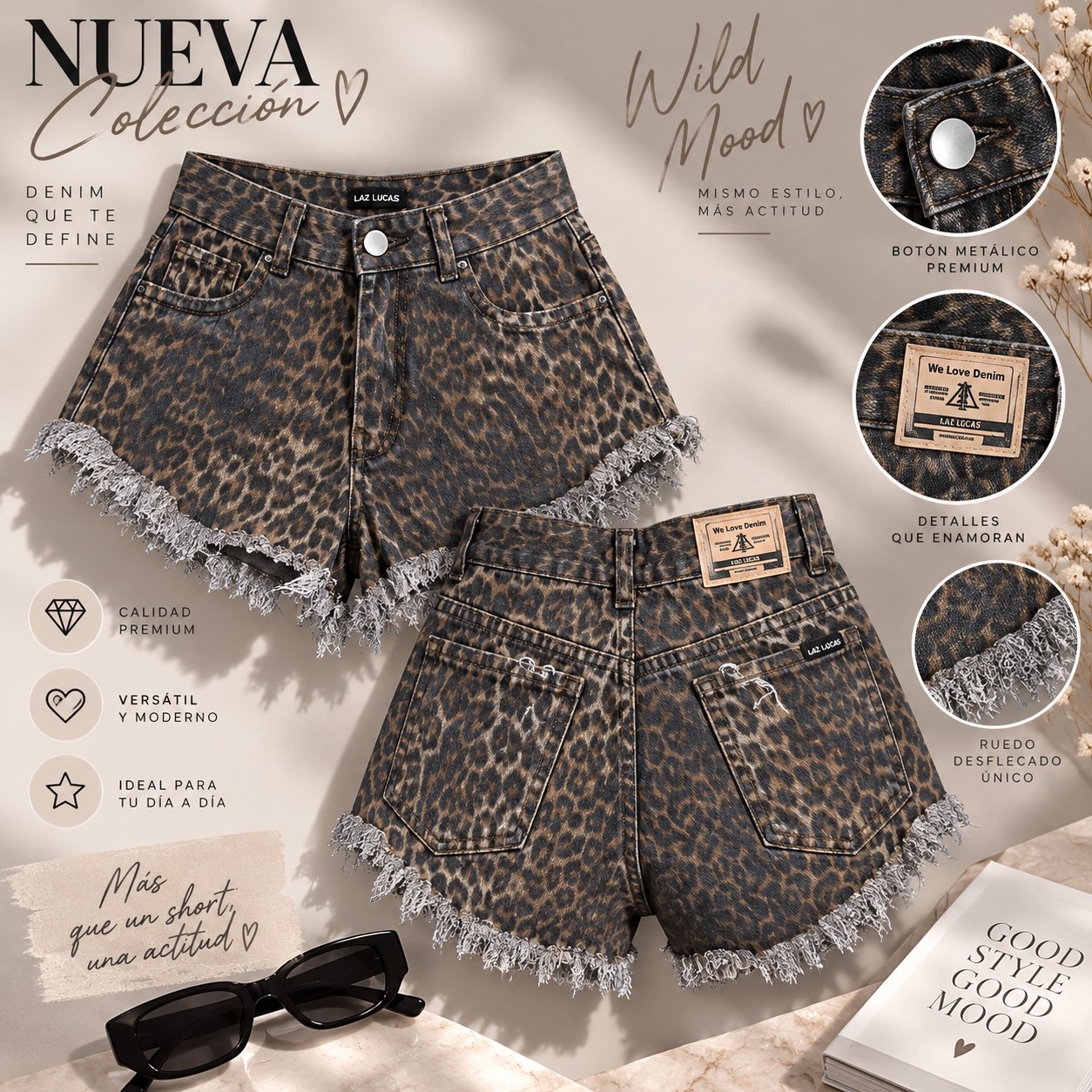 Short Playero Rigido las Locas Animal Print - Imagen 3