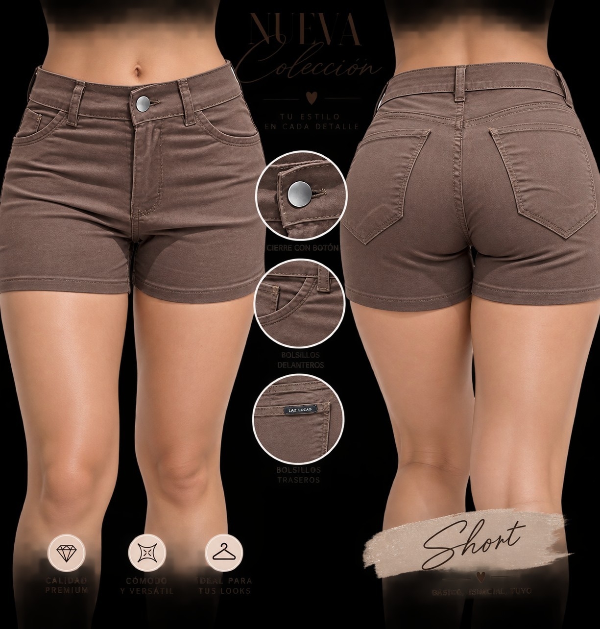 Short Elastizado las Locas Chocolate - Imagen 3