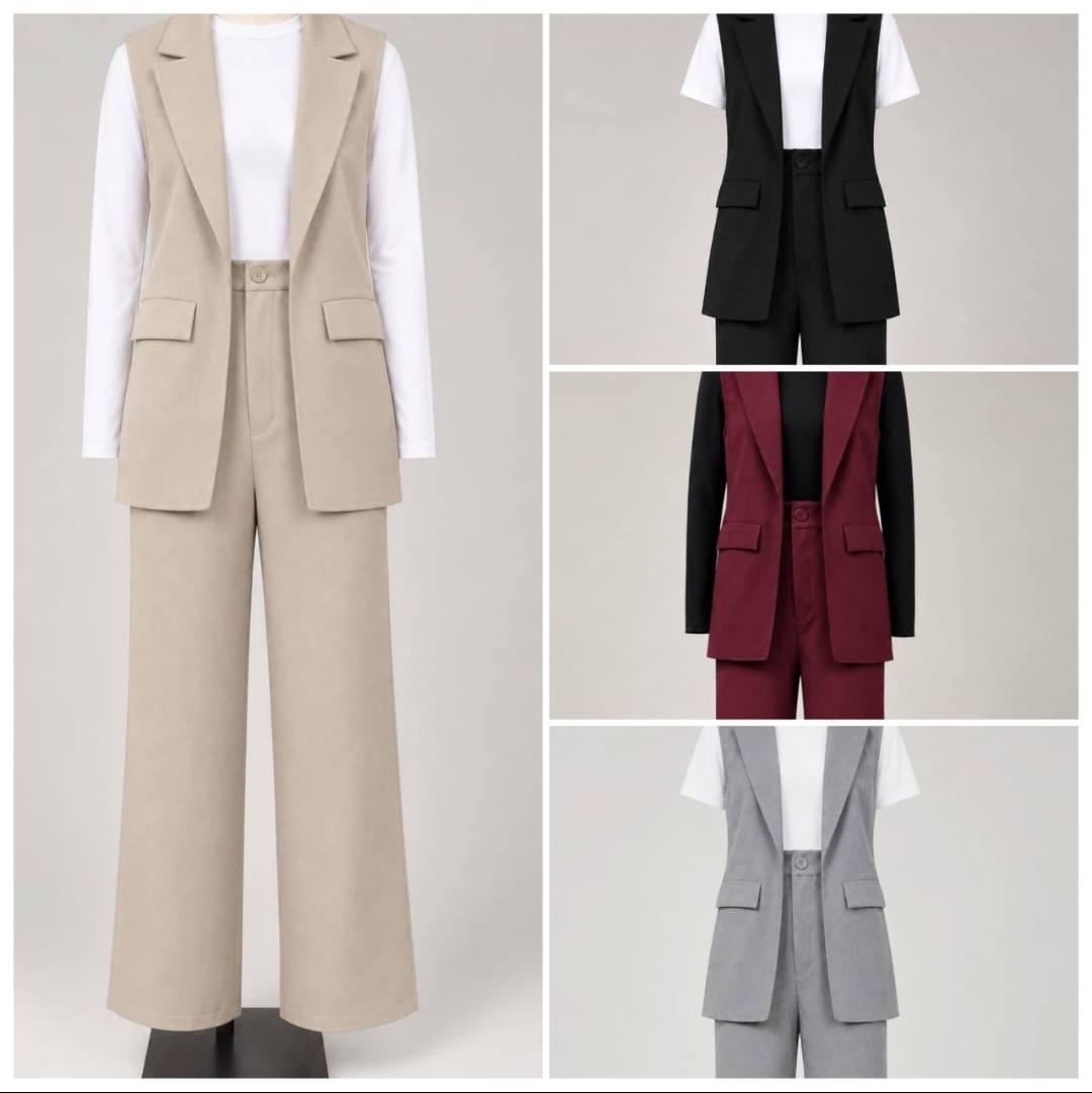 Conjunto Chaleco Largo+pantalón Palazo - Imagen 3