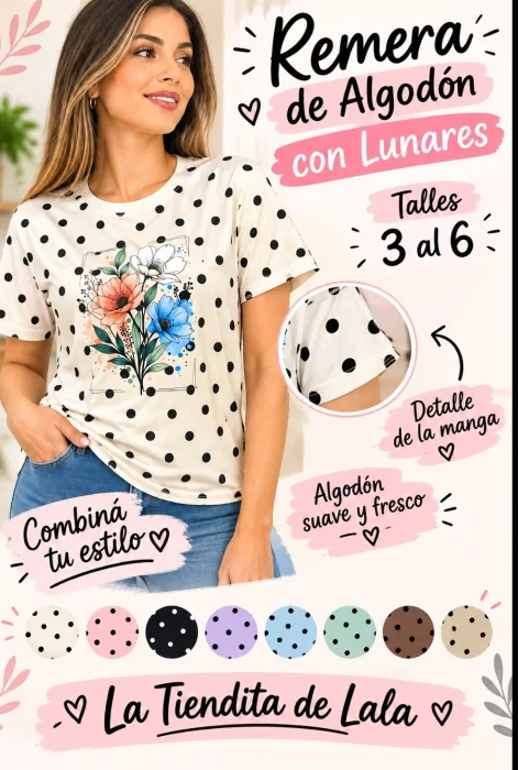 Remera Lunares con Estampado 3 al 6