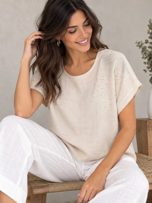 Blusa de Lino con Strass