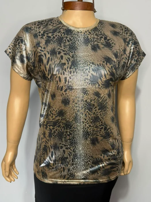 Importado Blusa Animal Strass Medio