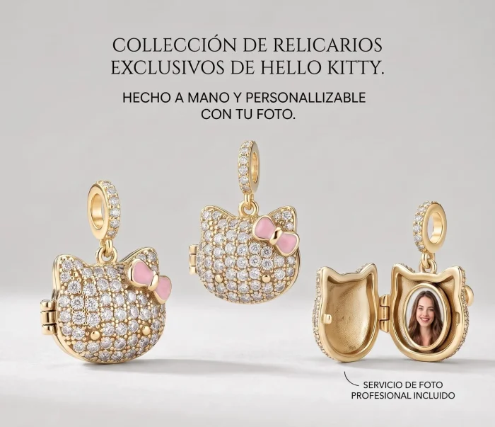 Dije Relicario de Kitty en Dorado