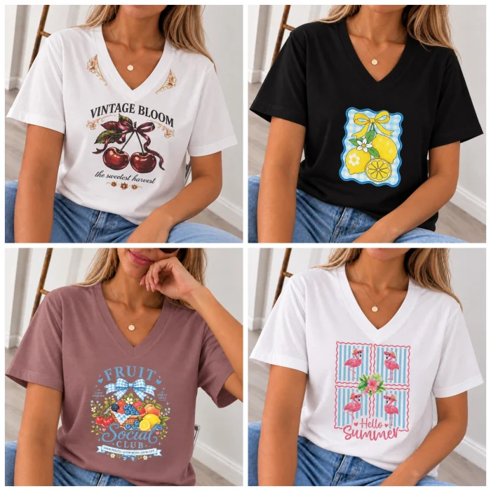 Remeras Algodón Cuello V