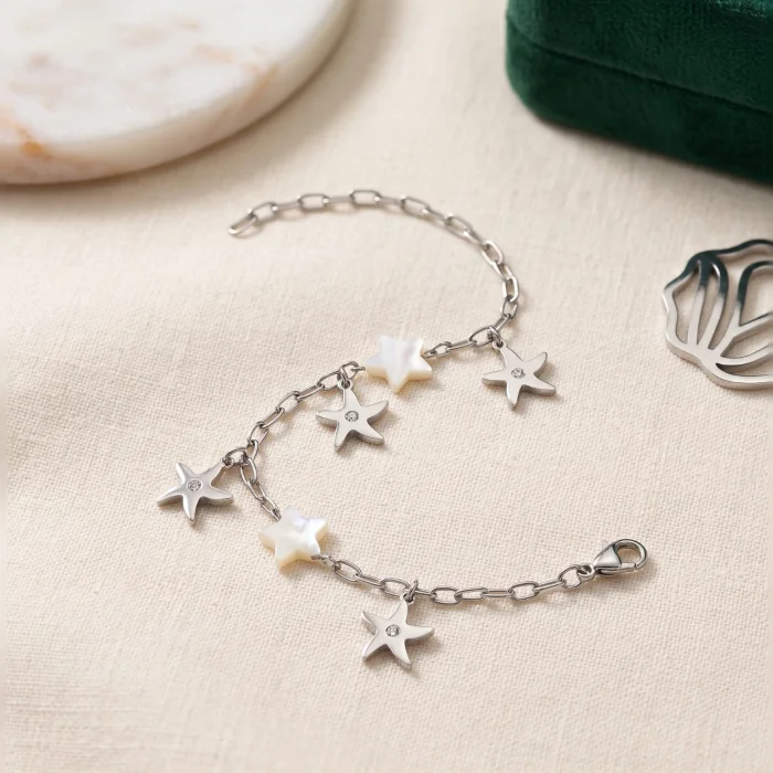 Pulsera de Estrella de Nacar y Cadena de Eslabónes