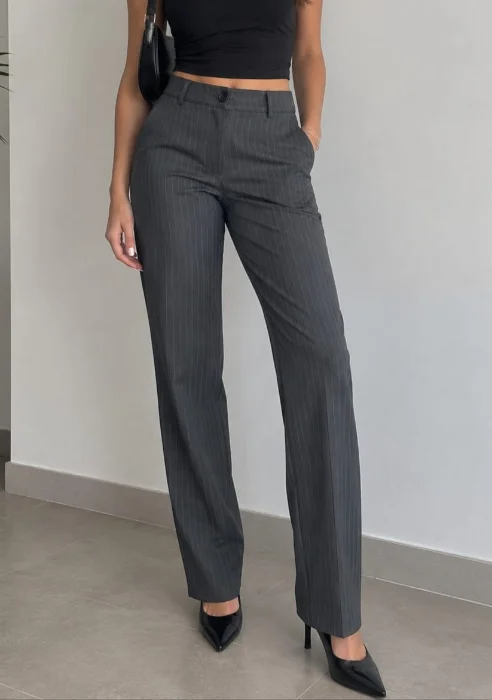 Pantalones Rectos de Sastrero Rayado