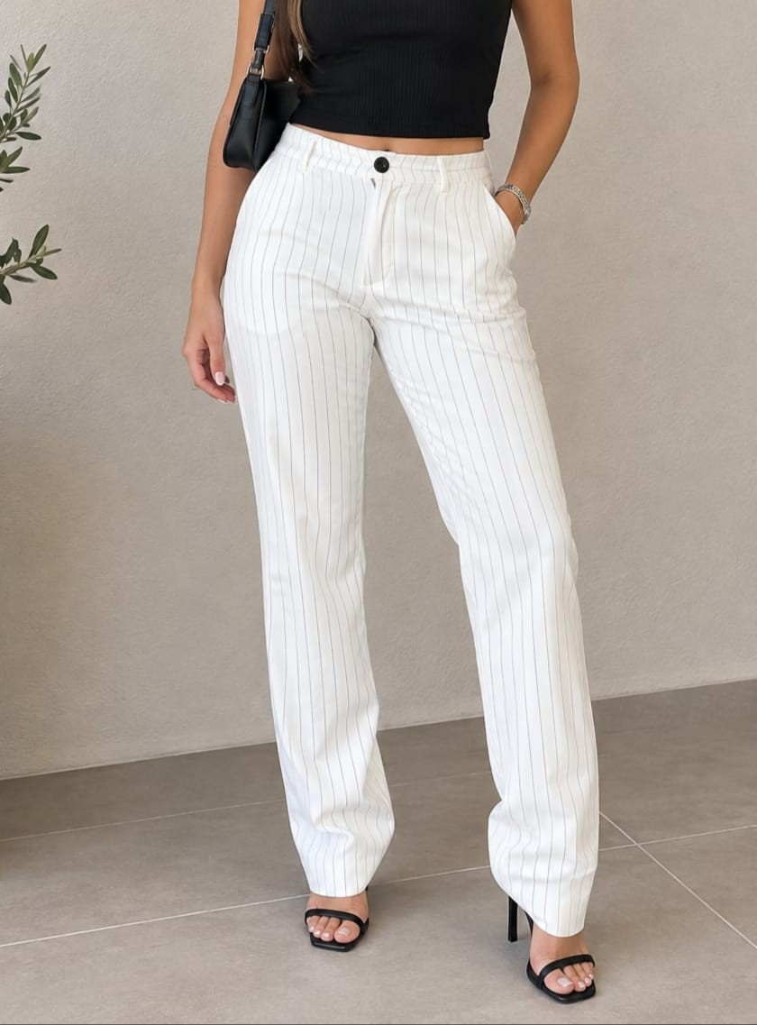 Pantalones Rectos de Sastrero Rayado - Imagen 2