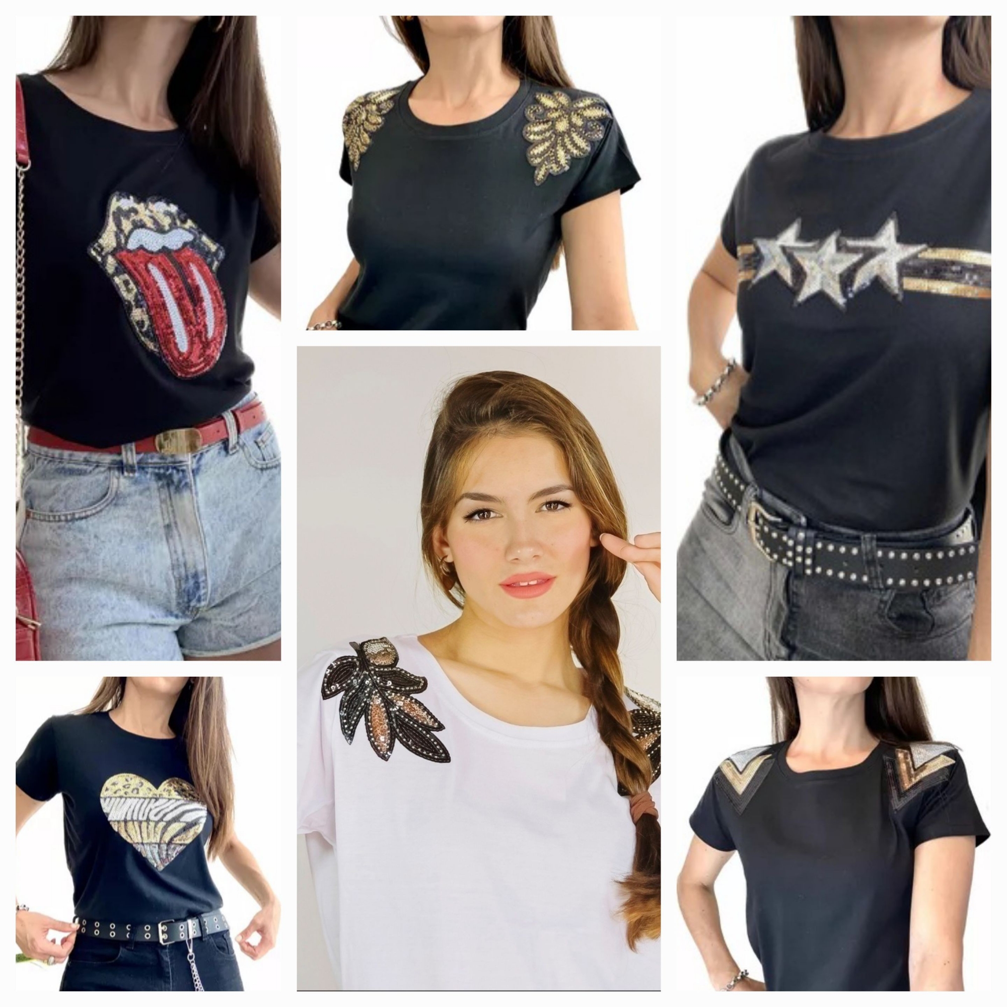 Remeras con Apliques Cuello Redondo - Imagen 3