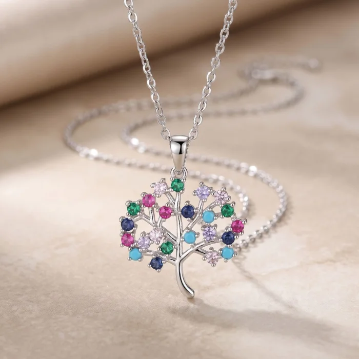 Collar Árbol de la Vida con Micropave de Colores