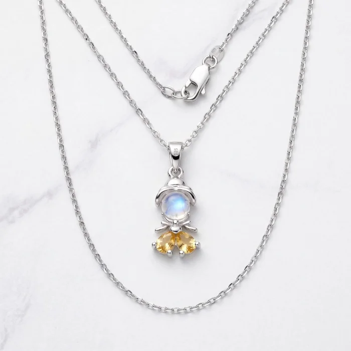 Collar de la Bella y la Bestia en Plateado