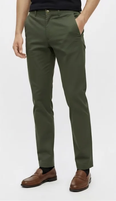 Pantalón Bolsillo Chino Recto Gabardina Elastizada