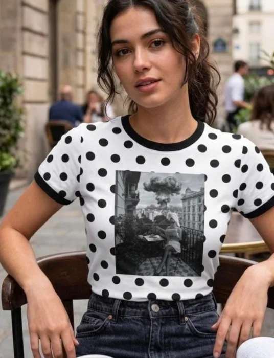 Remeras Lunares Vogue con Rep de Cuello y Mangas